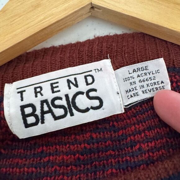 Trend Basics Men’s Colorful 2000s Round Neck Sweater Size Large 100% Acrylic - Picture 4 of 7